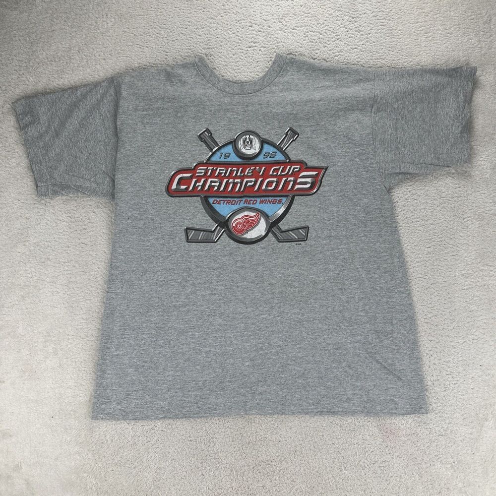 VTG 90's Pro Player Detroit Red Wings 1998 Shirt Men XL Grey Single Stitch
